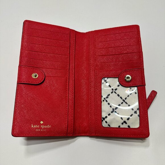 Kate Spade Laurel Way Slim Bifold Staci Saffiano Wallet - Hot Chili Red - Picture 5 of 5